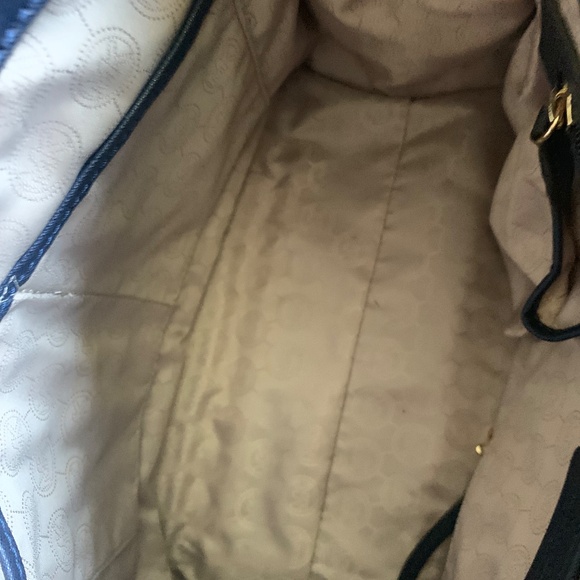 Michael Kors Navy Blue Hamilton Studded Leather Large Tote Handbag - Picture 12 of 12